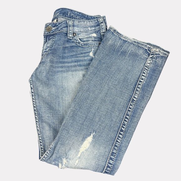 Silver Jeans Frances 18" Bootcut Distressed Jeans Womens W30/L31 Blue - Picture 10 of 10